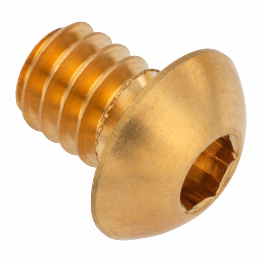 Socket Head Cap Screw: 1/4"-20 Thread Size, 5/16 in Lg, Button, Plain, Brass, 360, 0.132 in Head Ht