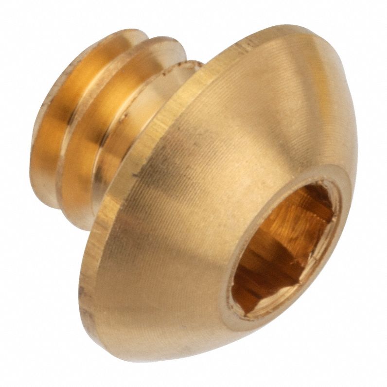 Socket Head Cap Screw: 1/4"-28 Thread Size, 3/16 in Lg, Button, Plain, Brass, 360, 0.132 in Head Ht