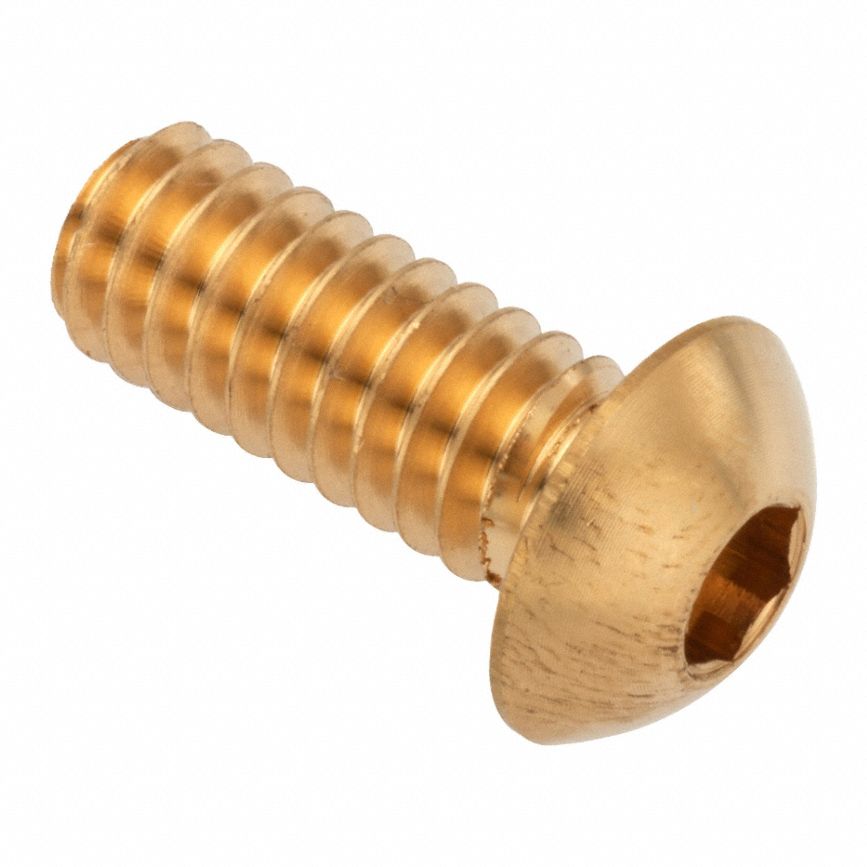 Socket Head Cap Screw: 5/16"-18 Thread Size, 7/16 in Lg, Button, Plain, Brass, 360, 0.166 in Head Ht