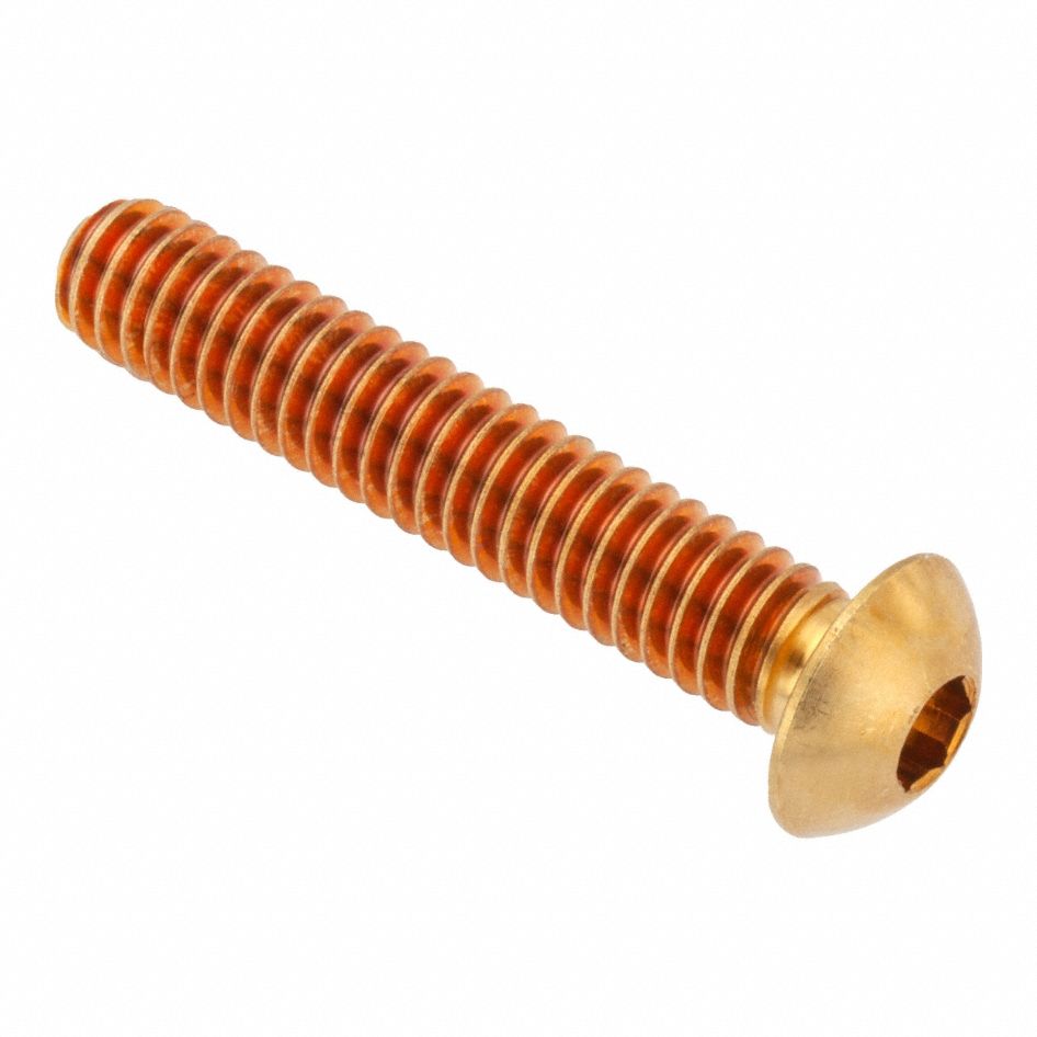 Socket Head Cap Screw: 5/16"-18 Thread Size, 1 3/8 in Lg, Button, Plain, Brass, 360, 3/16 in Drive