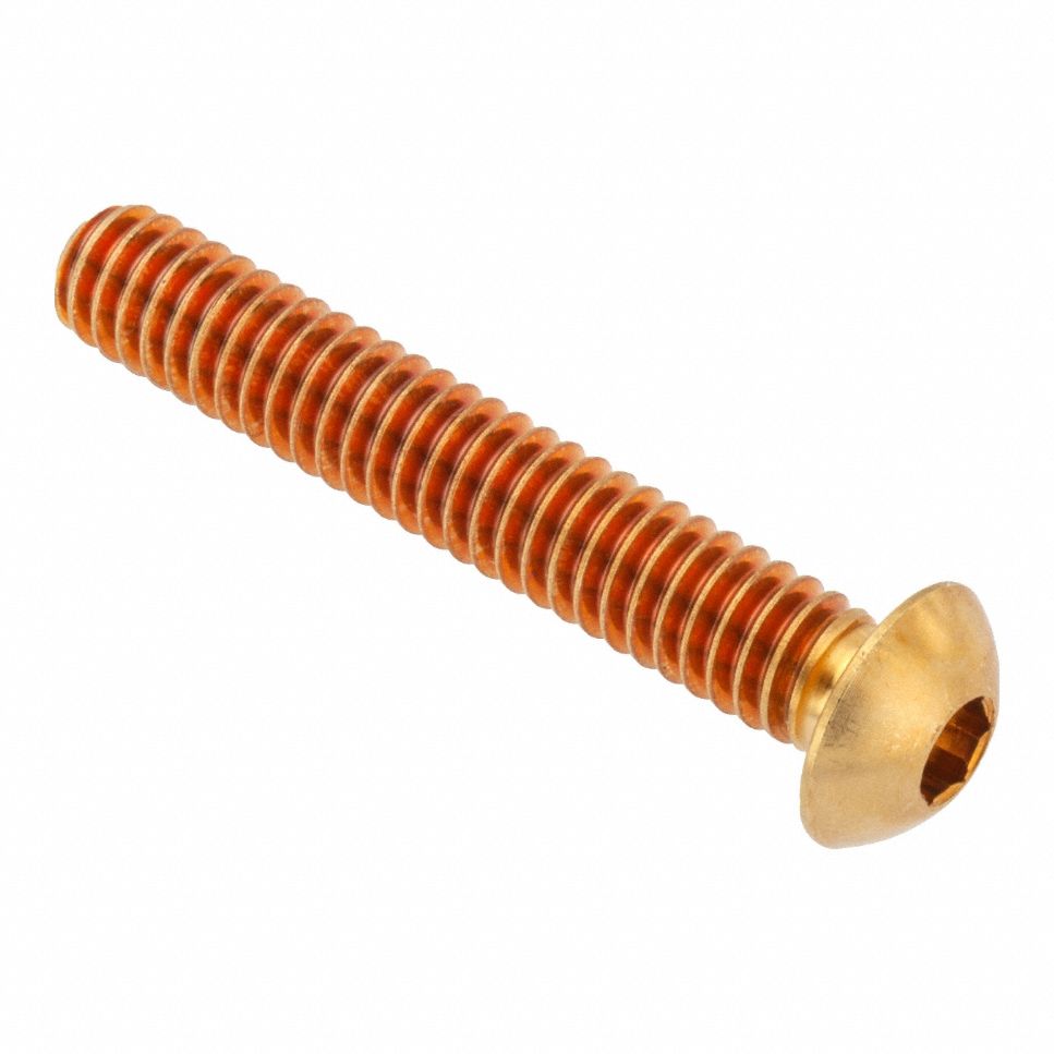Socket Head Cap Screw: 5/16"-18 Thread Size, 1 5/8 in Lg, Button, Plain, Brass, 360, 3/16 in Drive