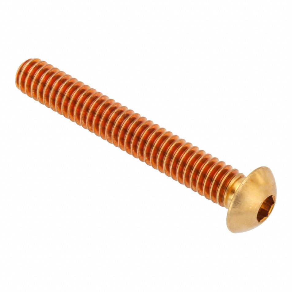 Socket Head Cap Screw: 5/16"-18 Thread Size, 1 3/4 in Lg, Button, Plain, Brass, 360, 3/16 in Drive