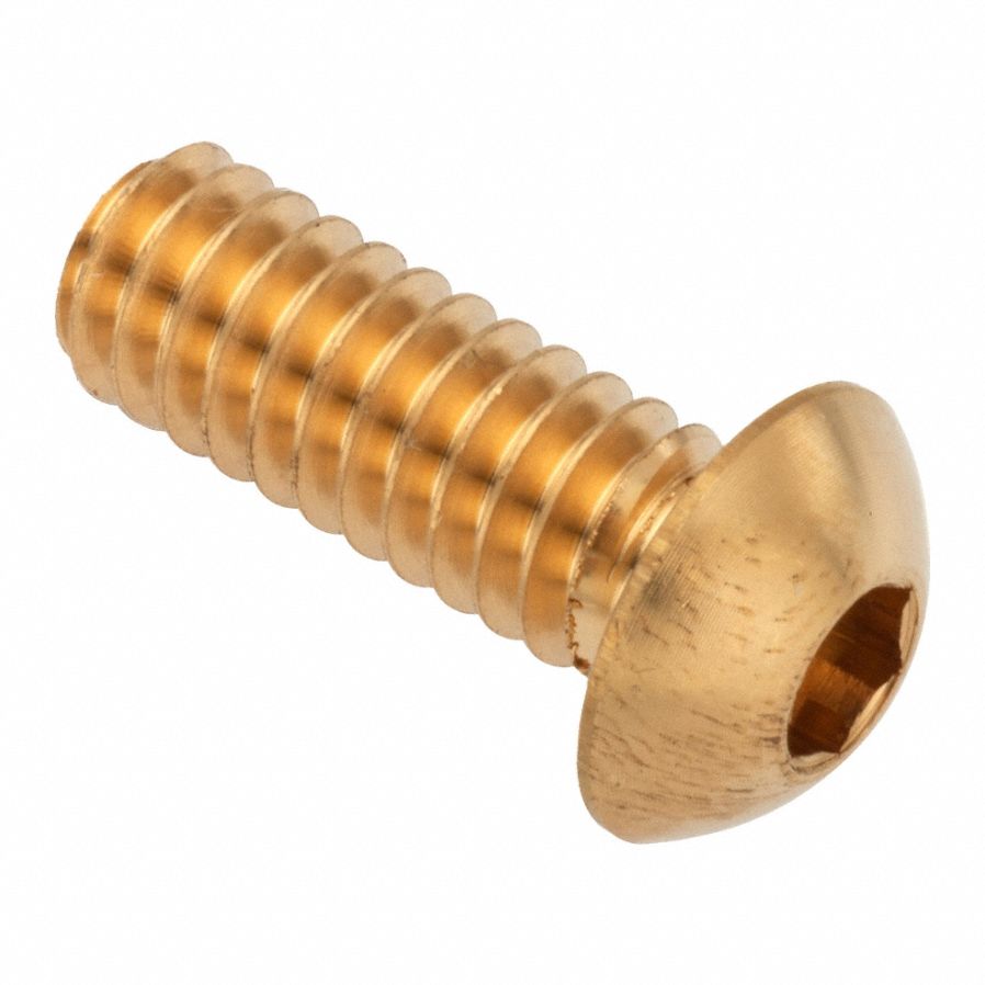 Socket Head Cap Screw: 5/16"-24 Thread Size, 5/8 in Lg, Button, Plain, Brass, 360, 0.166 in Head Ht