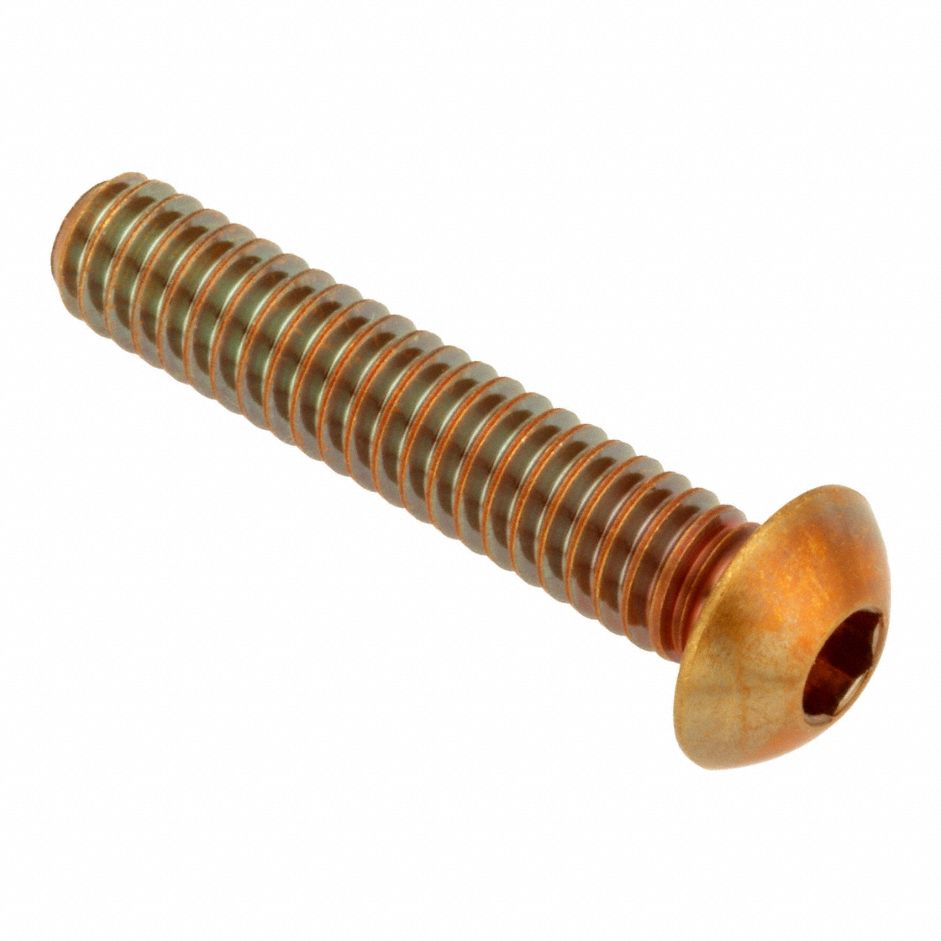Socket Head Cap Screw: 5/16"-24 Thread Size, 1 1/4 in Lg, Button, Plain, Brass, 360, 3/16 in Drive