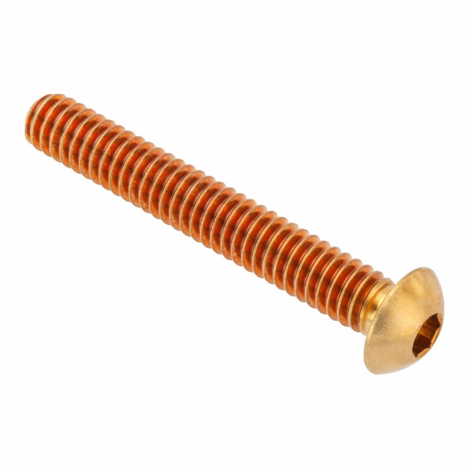Socket Head Cap Screw: 5/16"-24 Thread Size, 1 3/4 in Lg, Button, Plain, Brass, 360, 3/16 in Drive