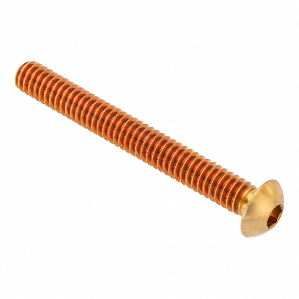 Socket Head Cap Screw: 5/16"-24 Thread Size, 2 in Lg, Button, Plain, Brass, 360, 0.166 in Head Ht