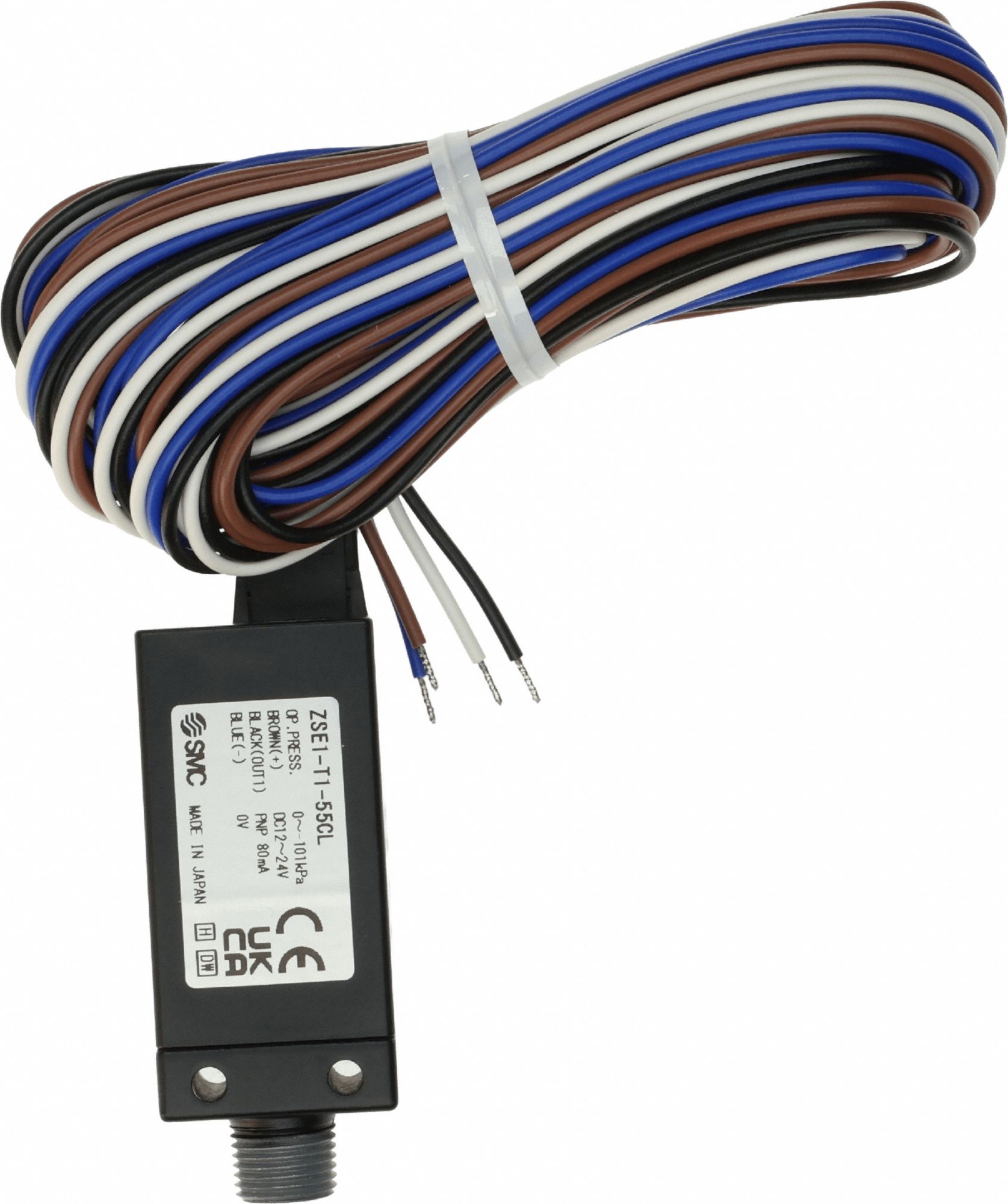 Pressure Switch: 1/8 in Port Size, 1 PNP Output Open Collector, 12 to 24V DC, -101 kPa to 0 kPa