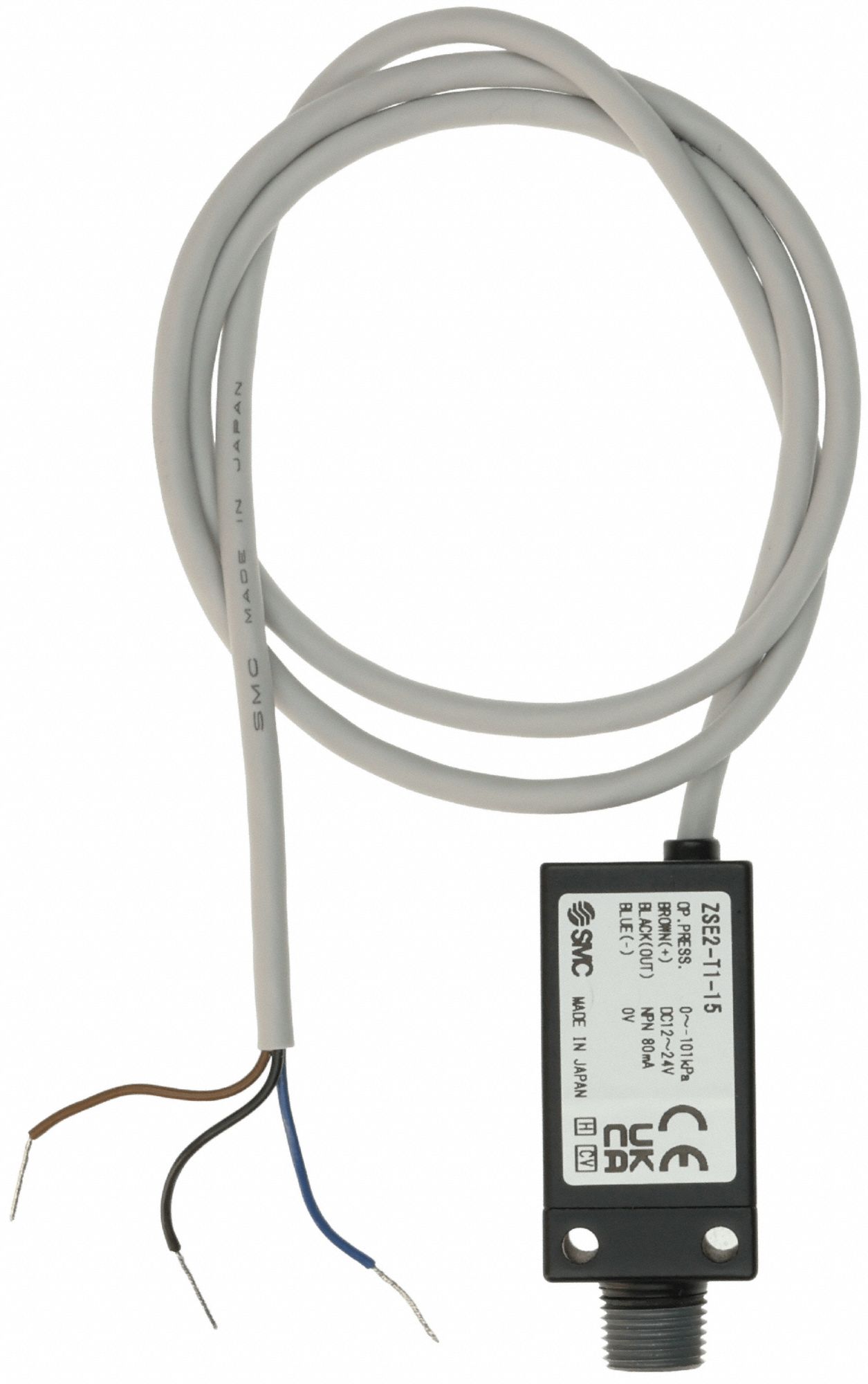 Pressure Switch: 1/8 in Port Size, 1 NPN Output Open Collector, 12 to 24V DC, -101 kPa to 0 kPa