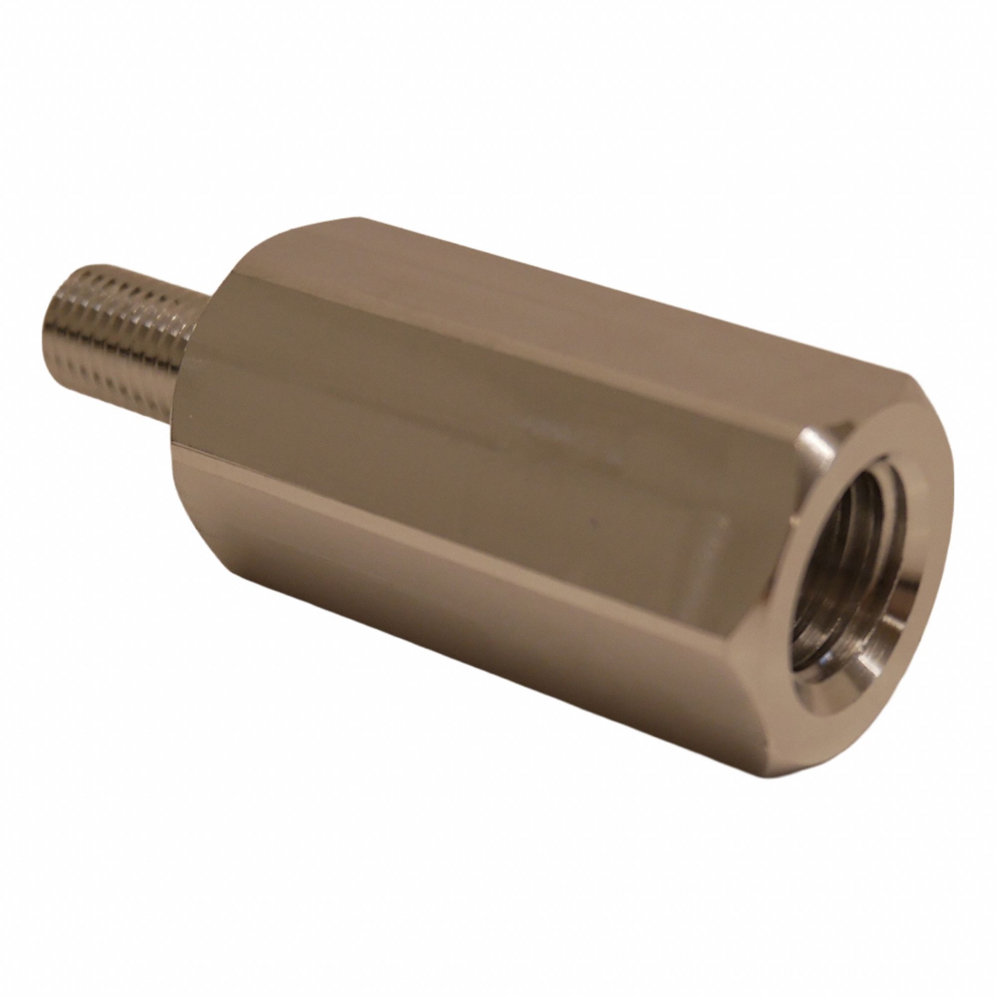 Hex Adapter: Male x Female, Metric to Inch, M8x1.00 Male Thread Sz, 1/2"-13 Female Thread Sz, 6061