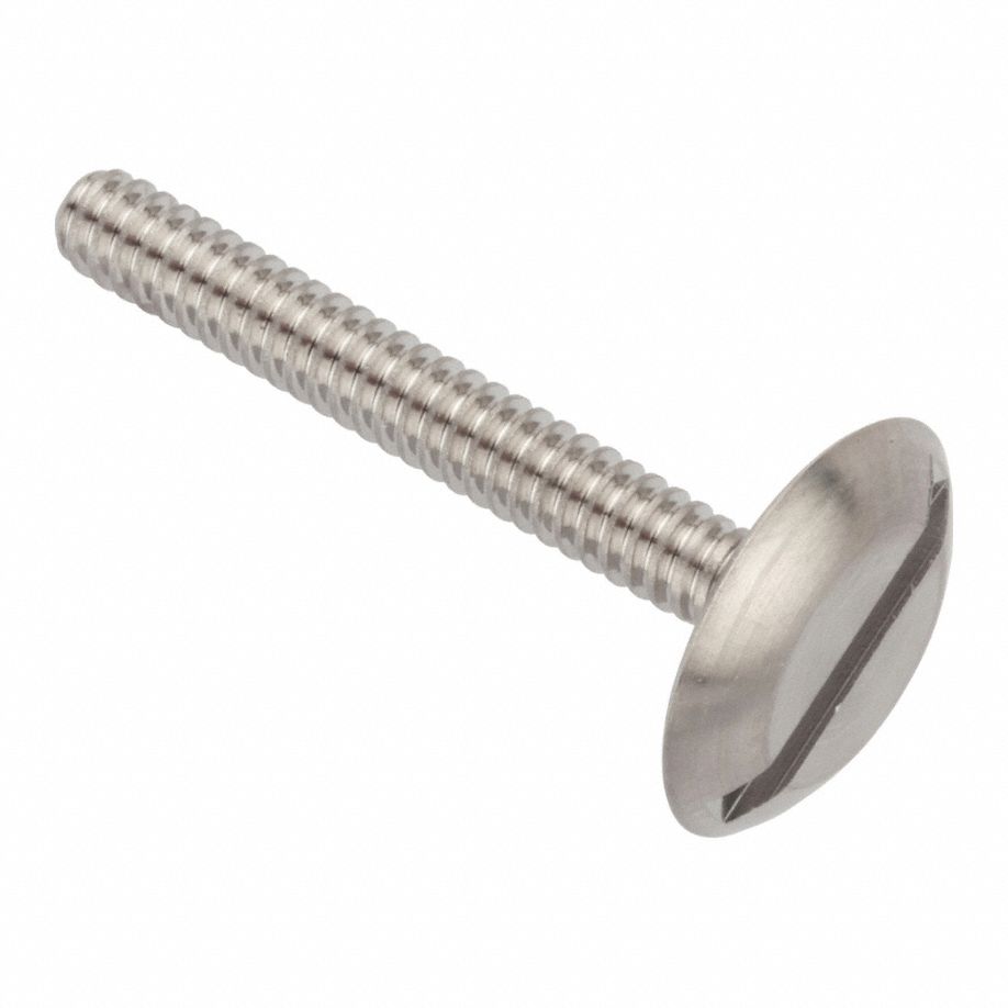 Machine Screw: #6-32 Thread Size, 1 in Lg, 18-8, Stainless Steel, Plain, Truss, Slotted