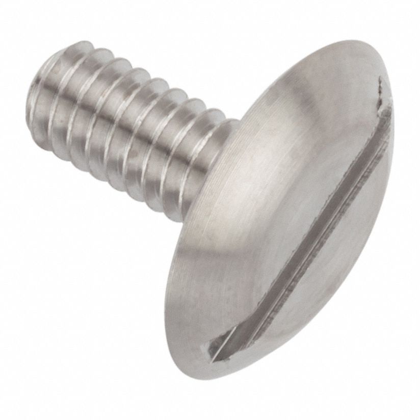 Machine Screw: #8-32 Thread Size, 3/8 in Lg, 18-8, Stainless Steel, Plain, Truss, Slotted