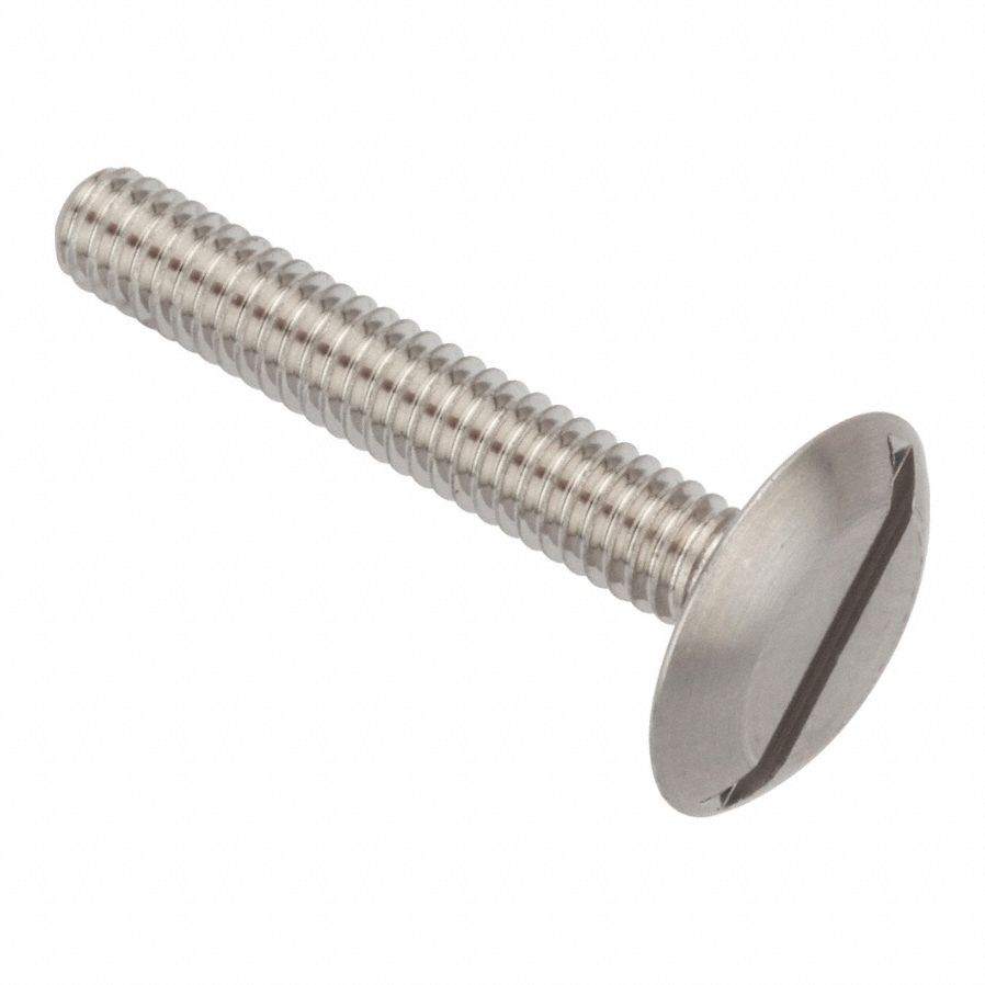Machine Screw: #8-32 Thread Size, 1 in Lg, 18-8, Stainless Steel, Plain, Truss, Slotted