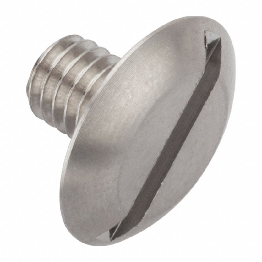 Machine Screw: #10-32 Thread Size, 1/4 in Lg, 18-8, Stainless Steel, Plain, Truss, Slotted