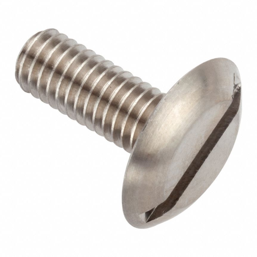 Machine Screw: #10-32 Thread Size, 1/2 in Lg, 18-8, Stainless Steel, Plain, Truss, Slotted