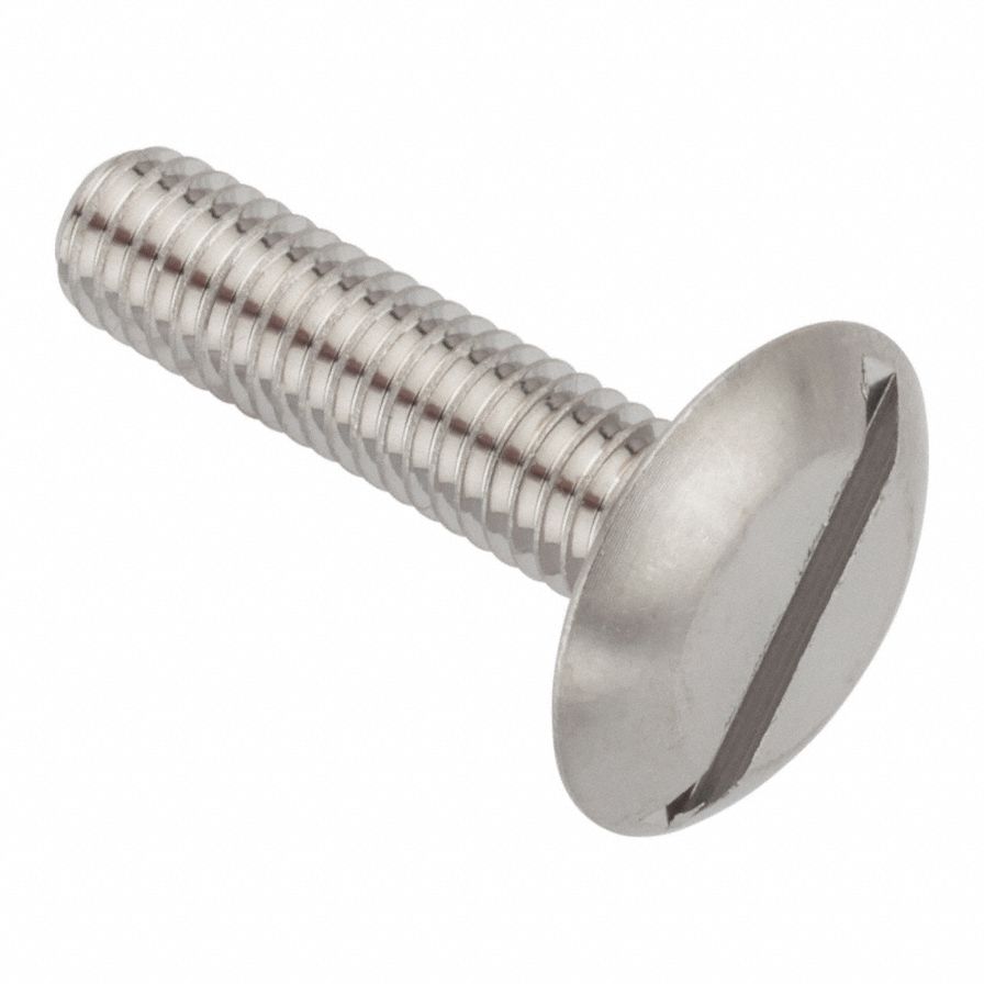 Machine Screw: #10-32 Thread Size, 3/4 in Lg, 18-8, Stainless Steel, Plain, Truss, Slotted