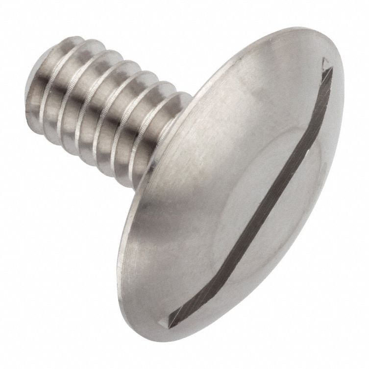 Machine Screw: 1/4"-20 Thread Size, 1/2 in Lg, 18-8, Stainless Steel, Plain, Truss, Slotted
