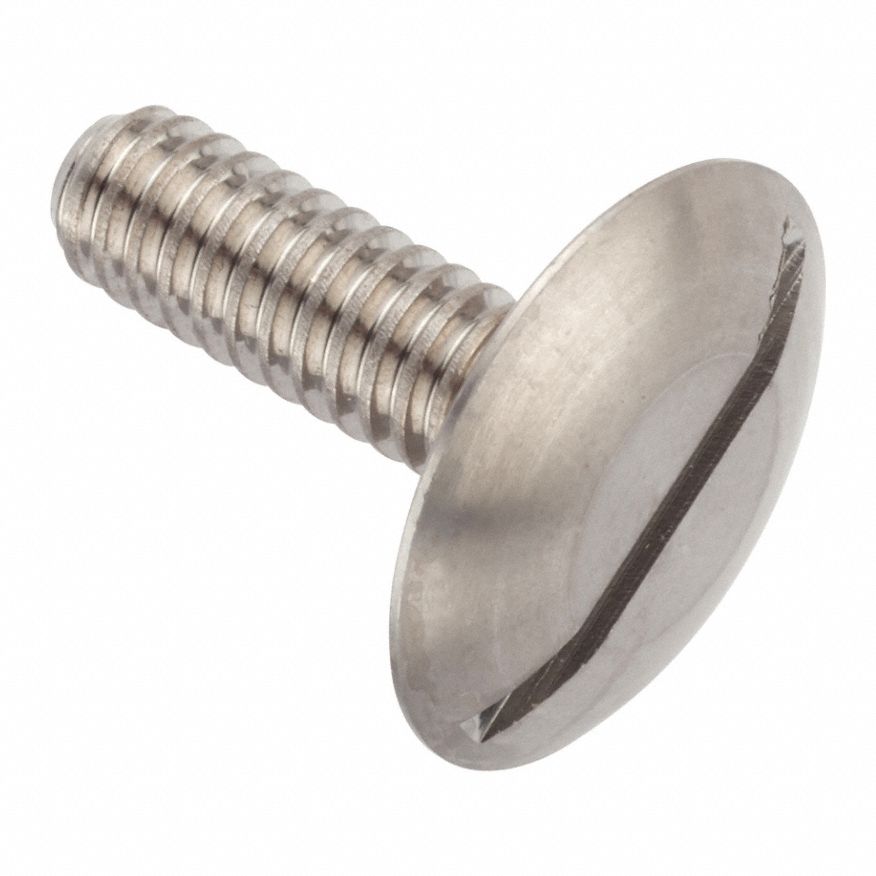 Machine Screw: 1/4"-20 Thread Size, 3/4 in Lg, 18-8, Stainless Steel, Plain, Truss, Slotted