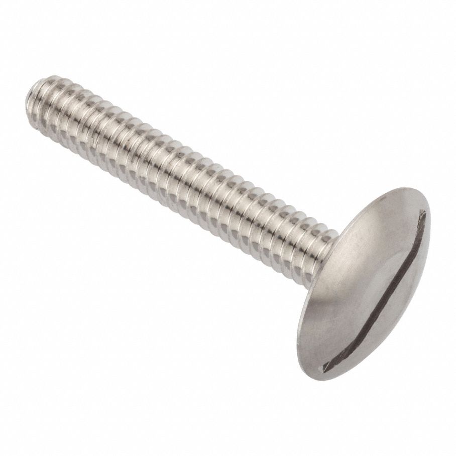 Machine Screw: 1/4"-20 Thread Size, 1 1/2 in Lg, 18-8, Stainless Steel, Plain, Truss, Slotted