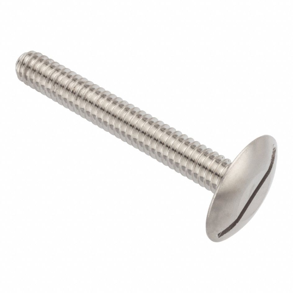 Machine Screw: 1/4"-20 Thread Size, 1 3/4 in Lg, 18-8, Stainless Steel, Plain, Truss, Slotted