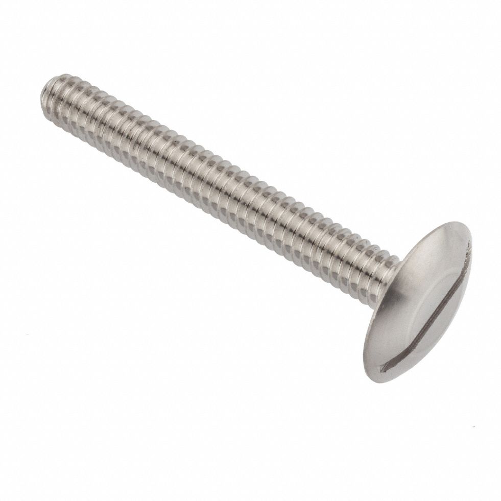 Machine Screw: 1/4"-20 Thread Size, 2 in Lg, 18-8, Stainless Steel, Plain, Truss, Slotted