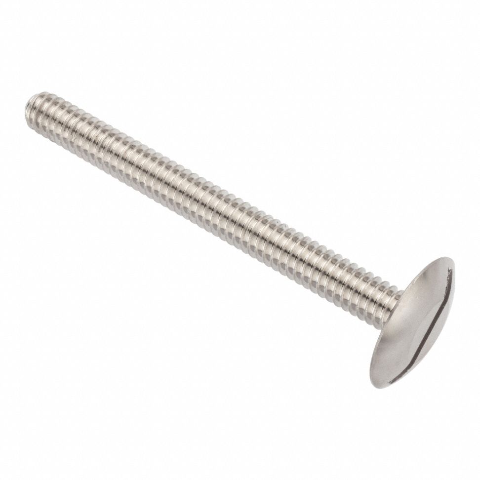 Machine Screw: 1/4"-20 Thread Size, 2 1/2 in Lg, 18-8, Stainless Steel, Plain, Truss, Slotted