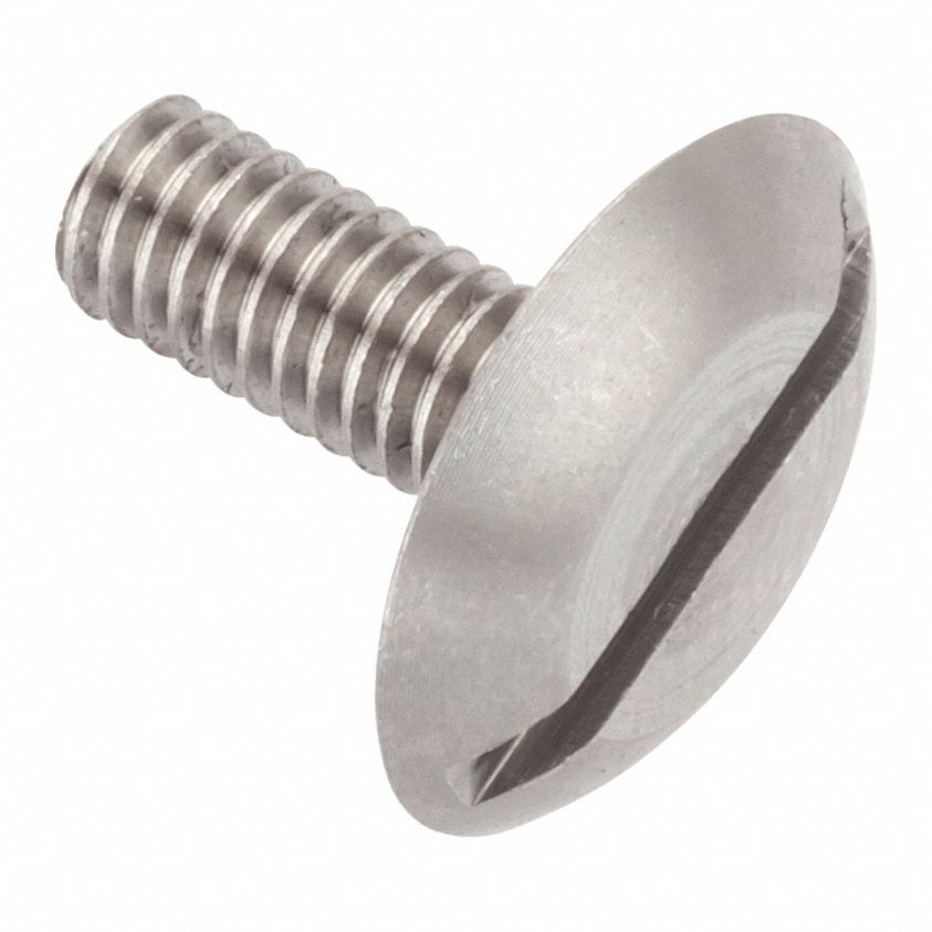 Machine Screw: M4x0.70 Thread Size, 10 mm Lg, 18-8, Stainless Steel, Plain, Truss, Slotted