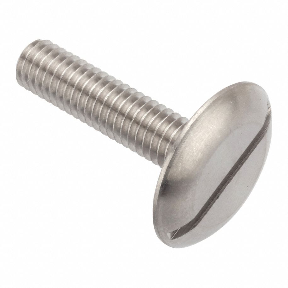 Machine Screw: M6x1.00 Thread Size, 25 mm Lg, 18-8, Stainless Steel, Plain, Truss, Slotted