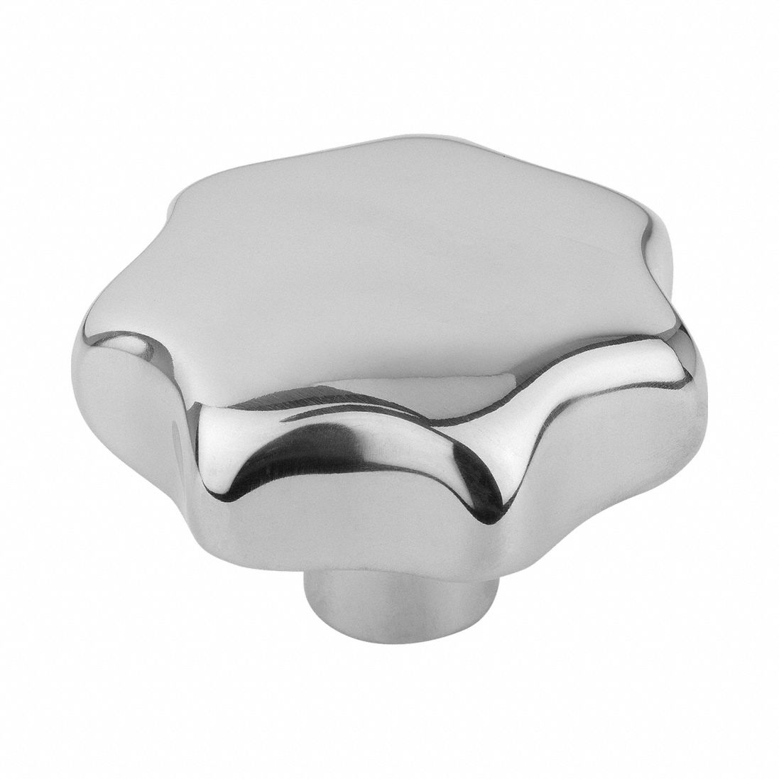 Hand Knob: 7 Point, Stainless Steel, 5/16 in Hole Dia, 15 mm Hole Dp, 40 mm Dia