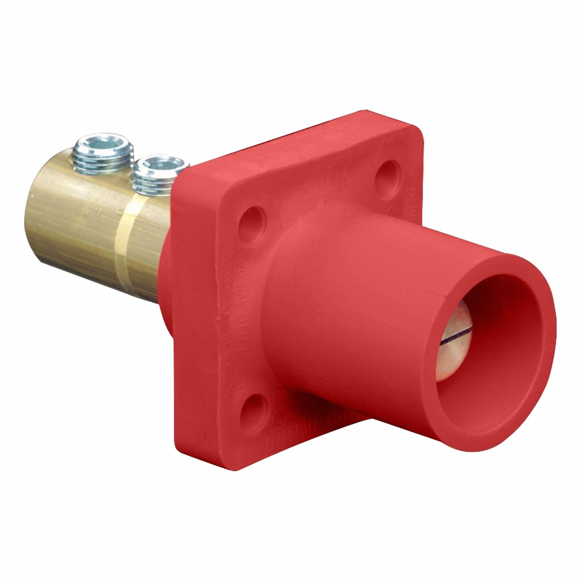 Single Pole Receptacle: For Female Connectors, 400 A, Straight, Red, Square, Threaded Mounting