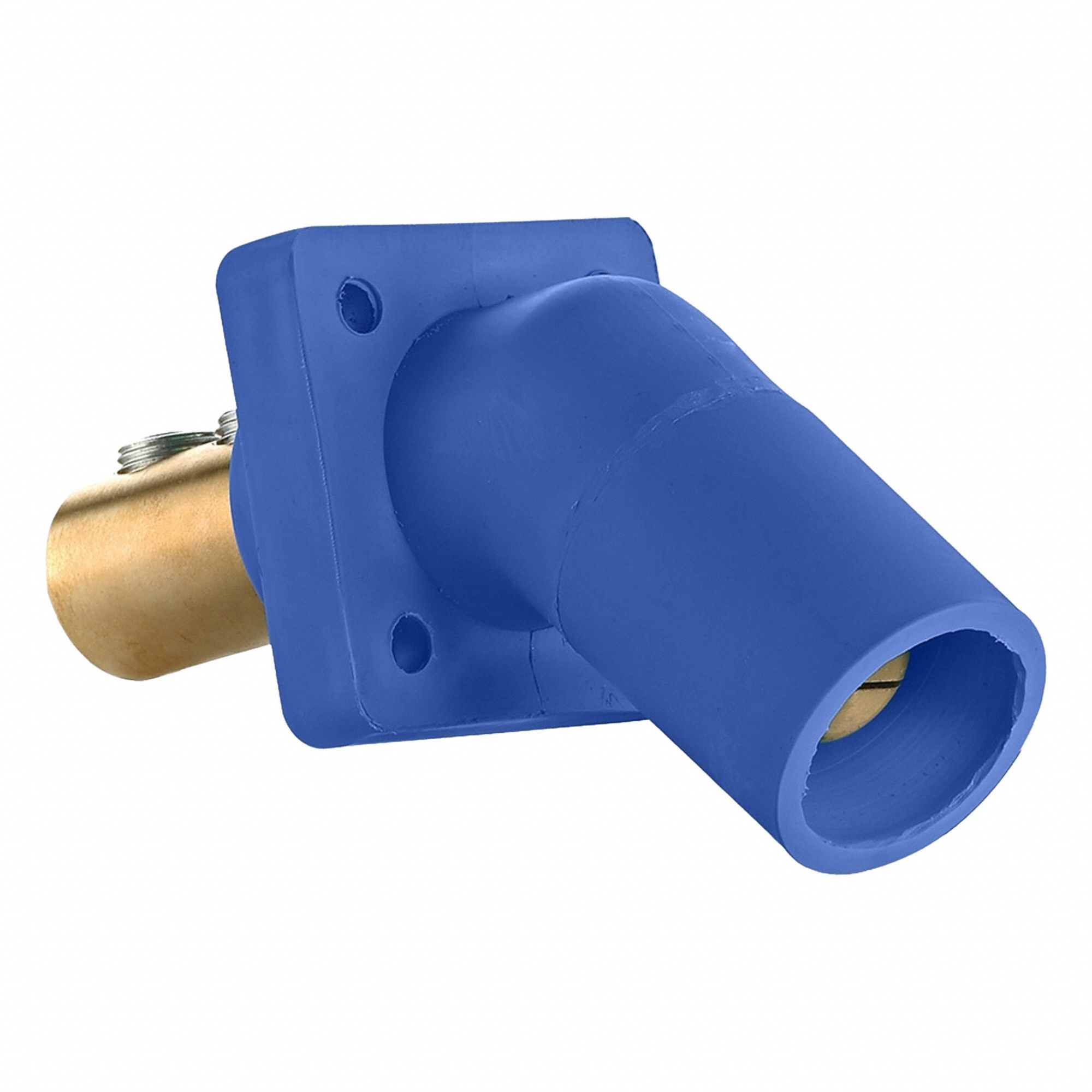 Single Pole Receptacle: For Female Connectors, 400 A, Angled, Blue, Square, Threaded Mounting