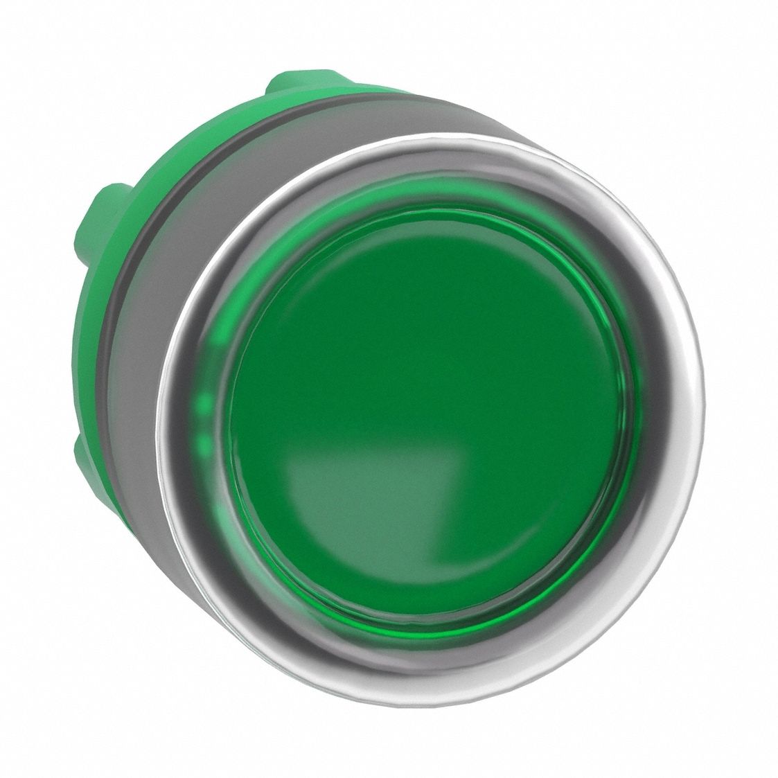 Flush Push Button: Green, 22 mm Mounting Size, Non-Metallic, Momentary