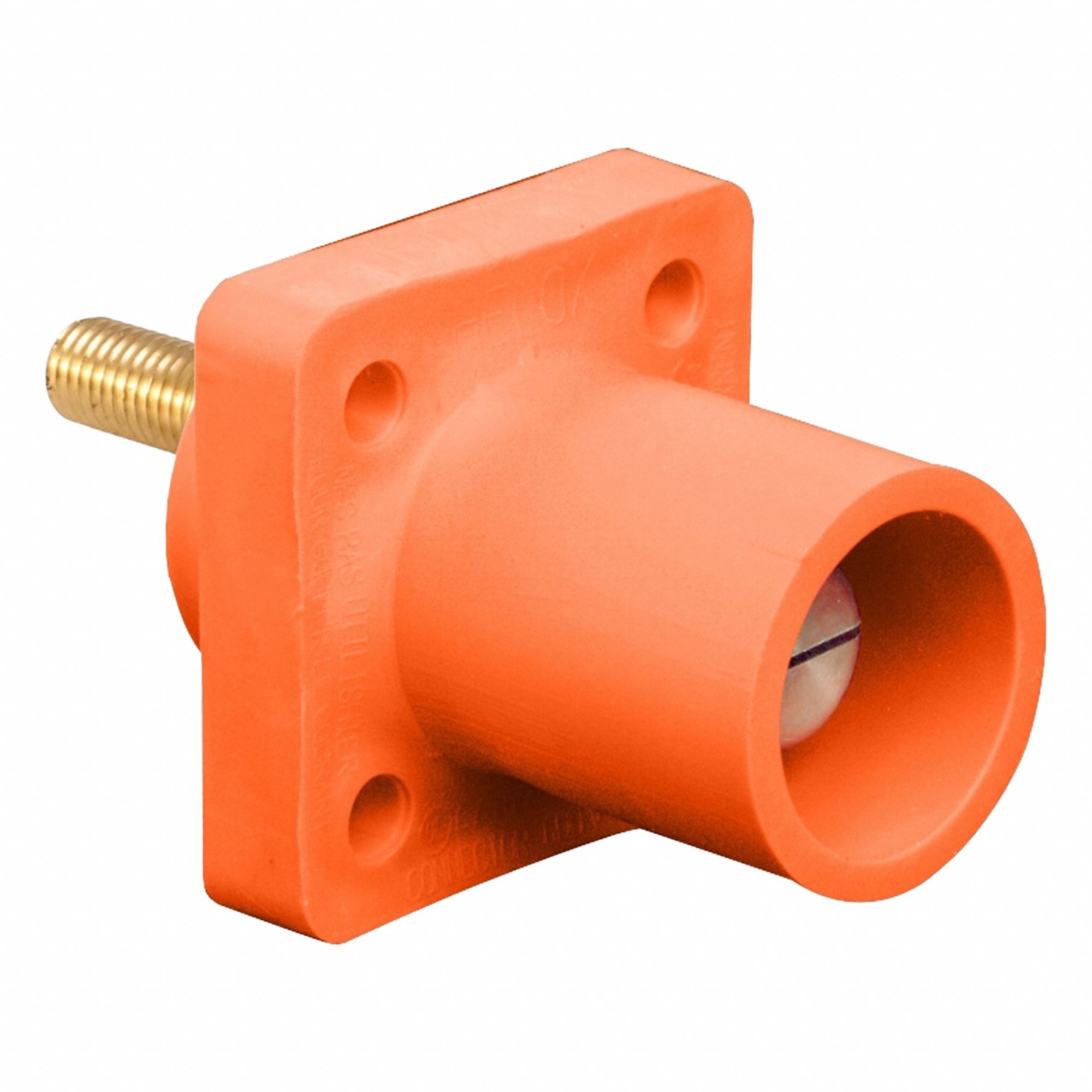 Single Pole Receptacle: For Female Connectors, 400 A, Straight, Orange, Square, Threaded Mounting