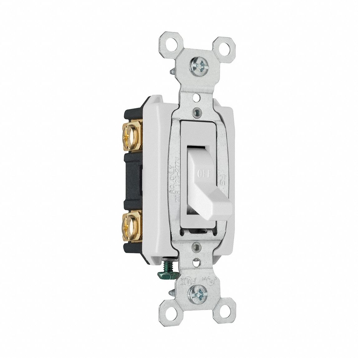 Wall Switch: Toggle Switch, Double Pole, White, 20 A, 120/277V AC, Screw Terminals
