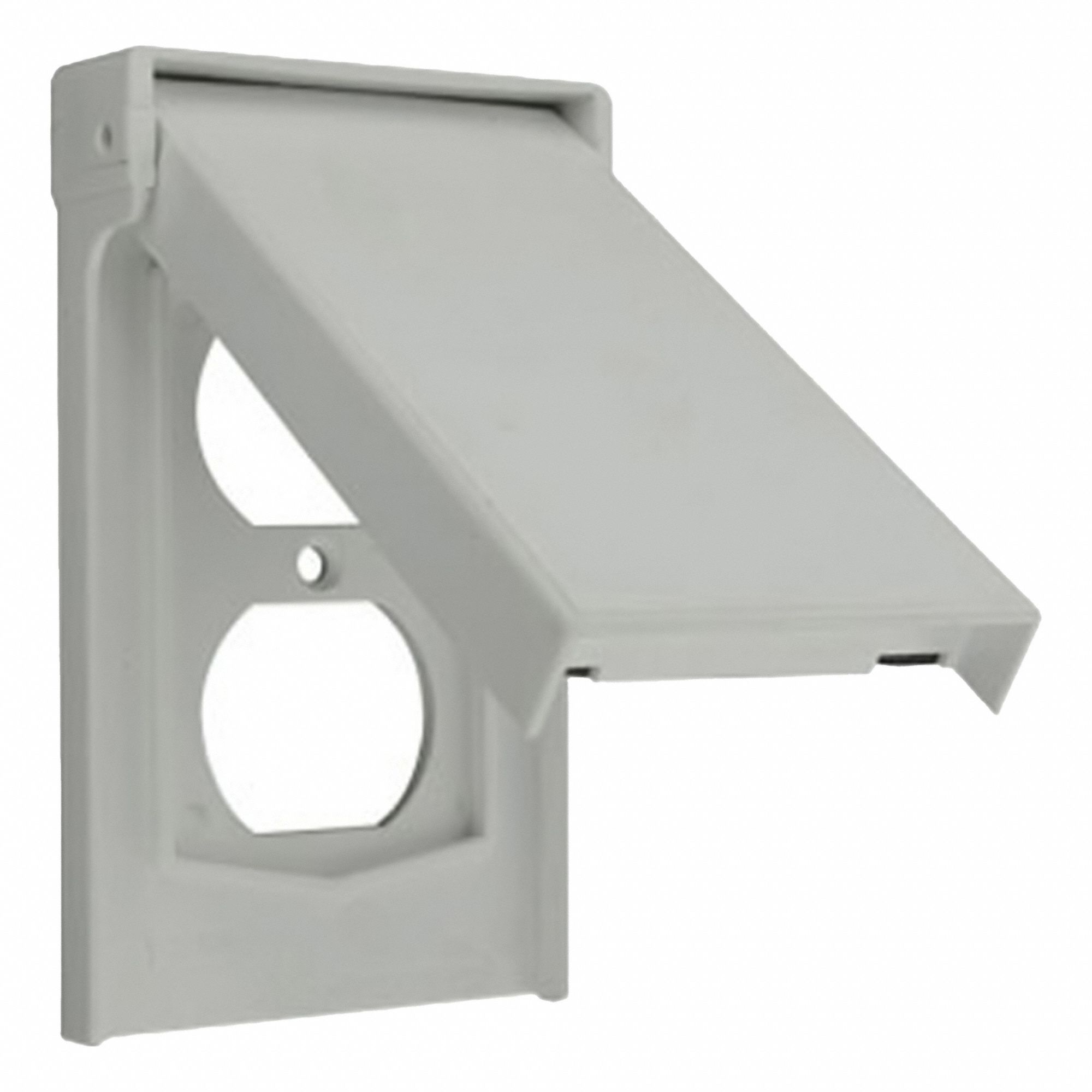 Wall Plate: Thermoplastic Nylon, Duplex Receptacles, 1 Gangs, 4 7/16 in Overall Ht, Gray