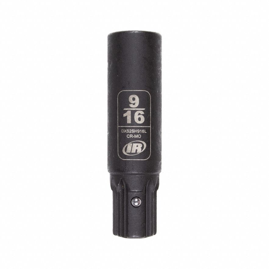 Impact Socket: SAE, 9/16 in Socket Size, 6-Point, Deep, 2 61/64 in Overall Lg