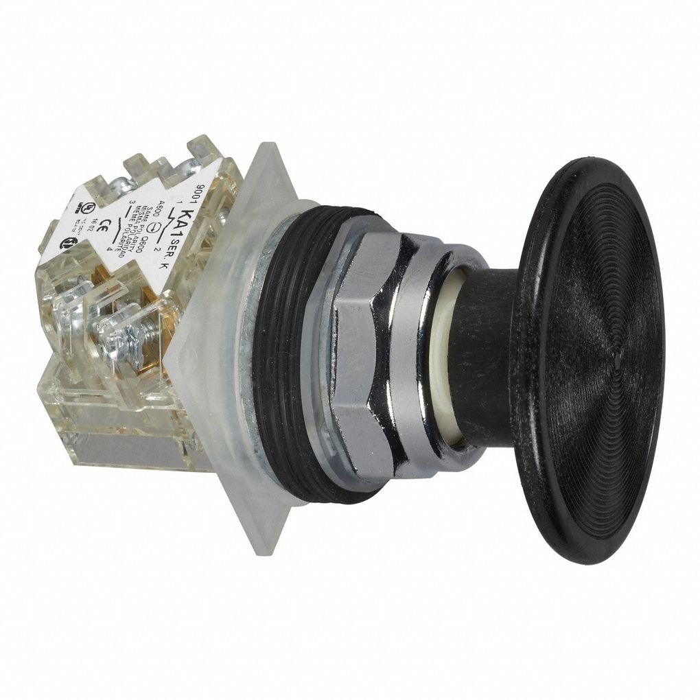 Mushroom Head Push Button: Non-Illuminated, Mushroom Head Profile, Non-Metallic