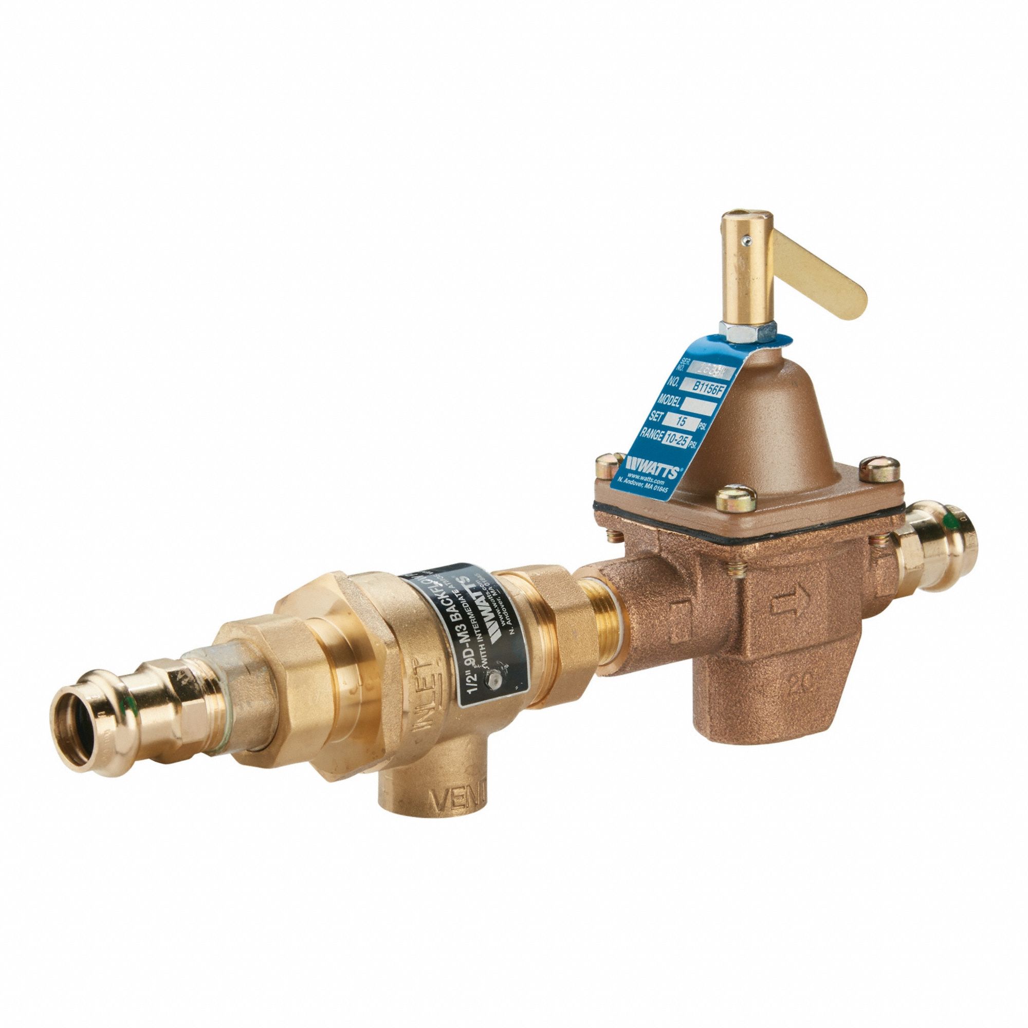Boiler Feed Valve w/Backflow Preventer: B911, 1/2 in Pipe Size, 8.5 in Overall Lg, Brass, 911