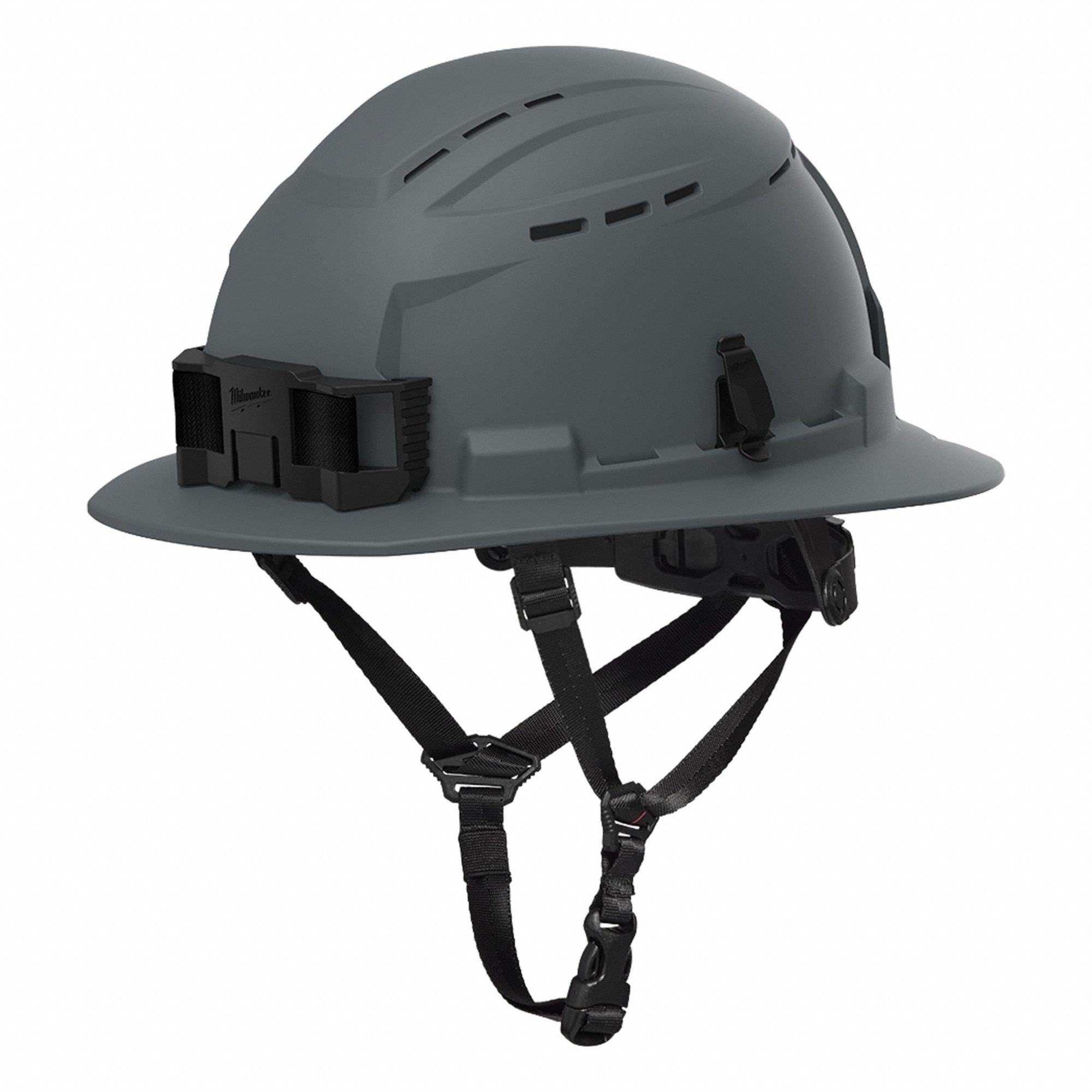 Hard Hat: Gray, No Graphics, Swing Ratchet (6-Point), Ratchet, Polyethylene, Side-Slots