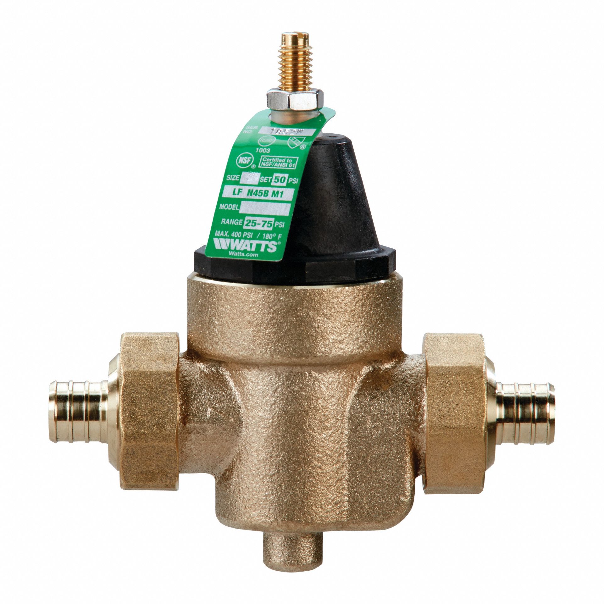 Water Pressure Reducing Valve: 3/4 in Pipe Size, Cast Copper Silicon Alloy, 25 psi to 75 psi