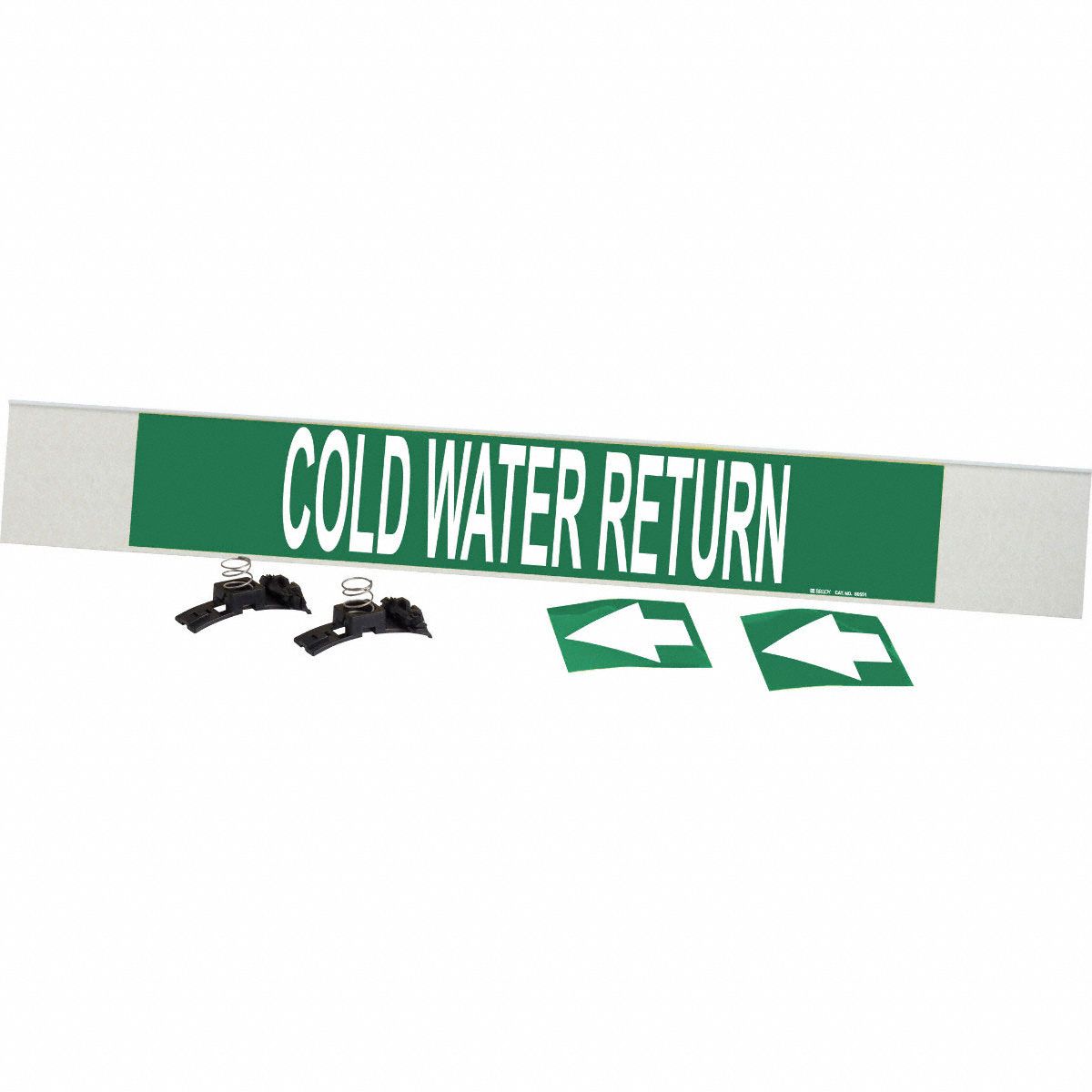 Pipe Marker: Cold Water Return, Green, White, Fits 8 in and Larger Pipe O.D., 1 Pipe Markers