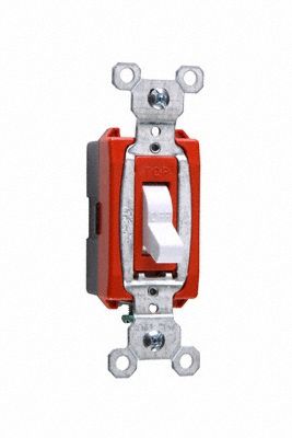 Wall Switch: Toggle Switch, Single Pole, White, 20 A, 120/277V AC, Screw Terminals