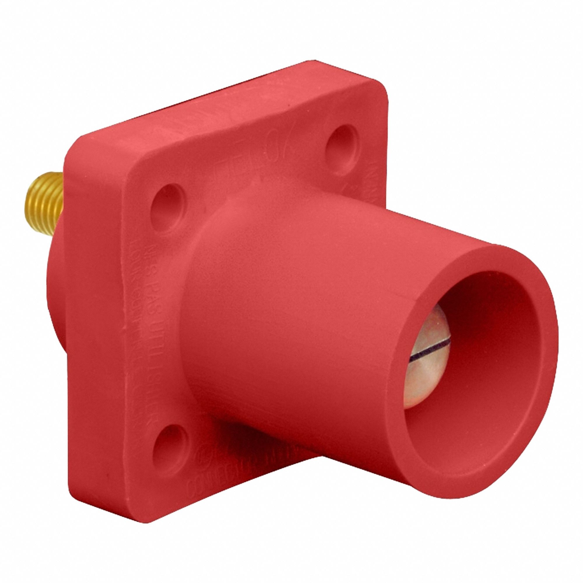 Single Pole Receptacle: For Female Connectors, 400 A, Straight, Red, Square, Threaded Mounting
