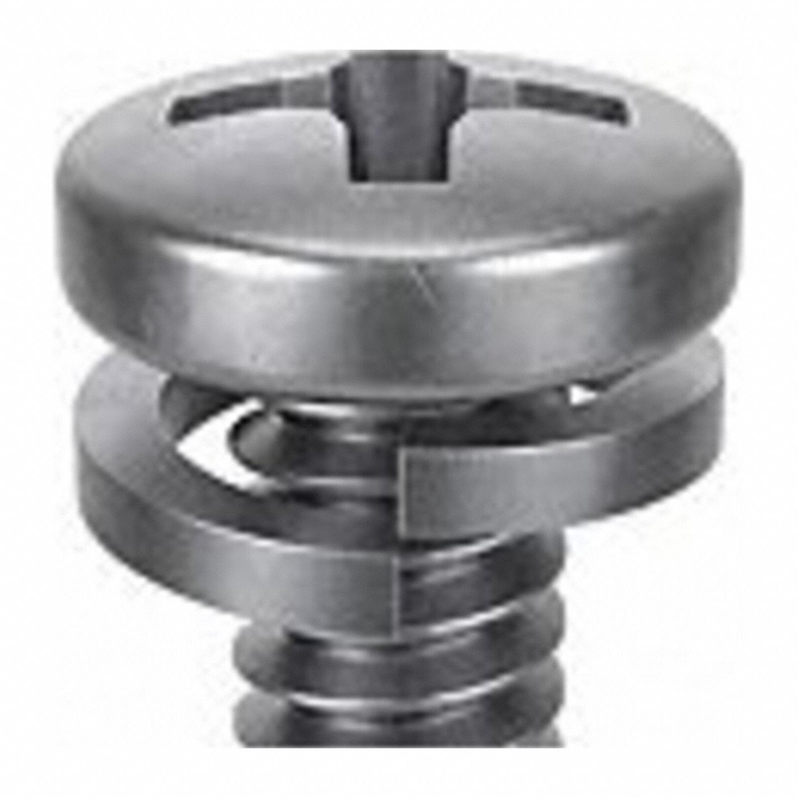 SEMS Screw: Split Lock, #10-24 Thread Size, 1 in Lg, Stainless Steel, Passivated, Pan, 10 PK