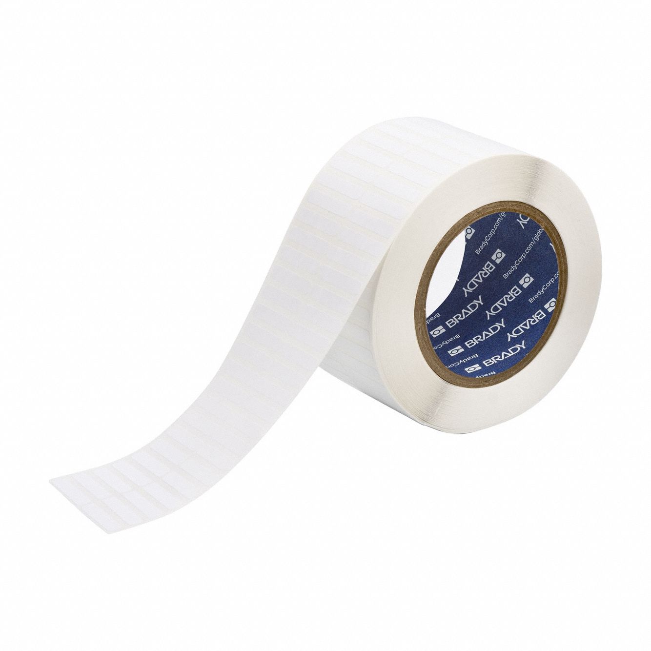 Pre-Cut Label Stock Roll: 1/4 in x 1 1/4 in, Acrylic, Aggressive Adhesive/Permanent Adhesive