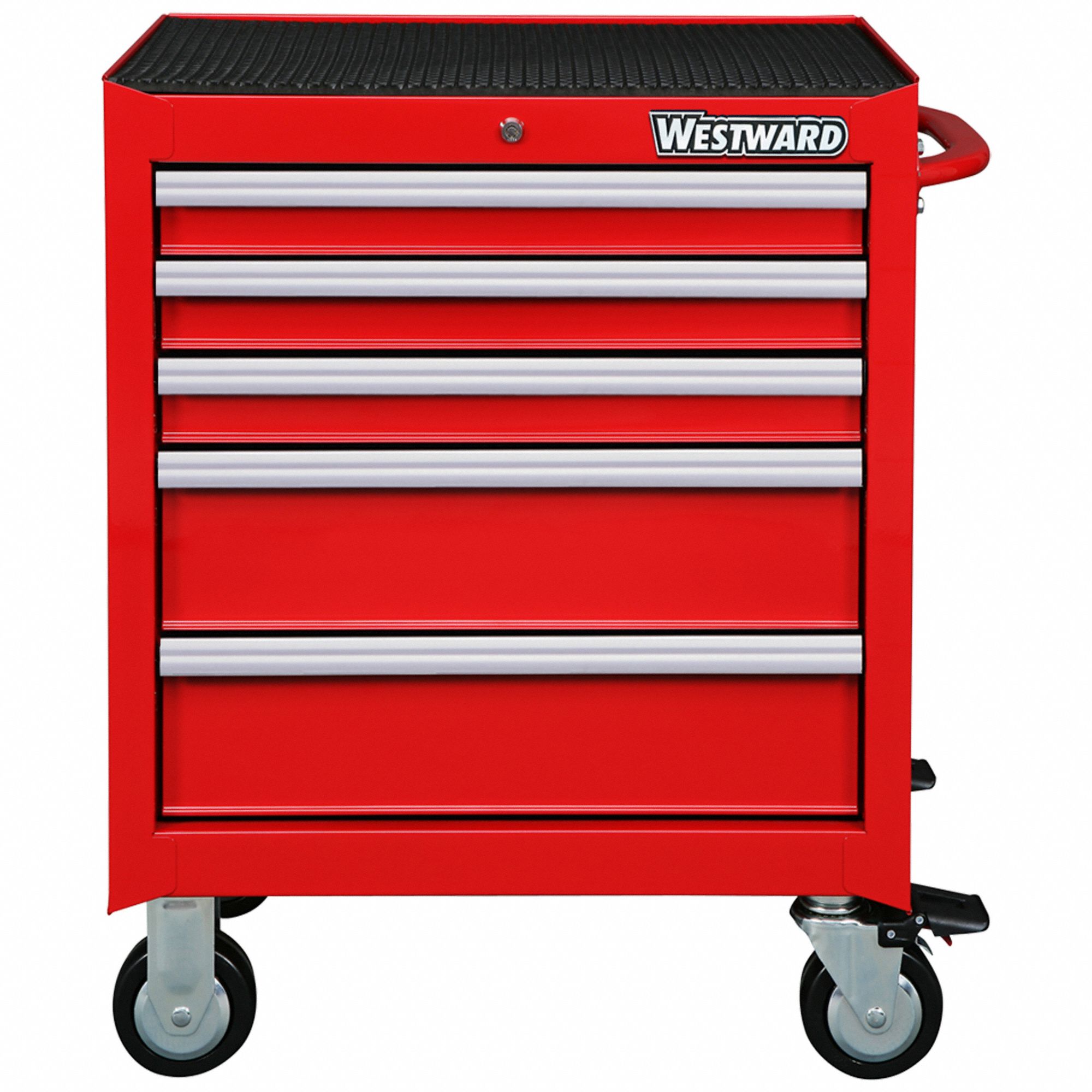 918125-3 Westward Plastic, Steel Portable Tool Box, 13-3/4H x 20-1/2W x  8-5/8D, 1900 cu., Red