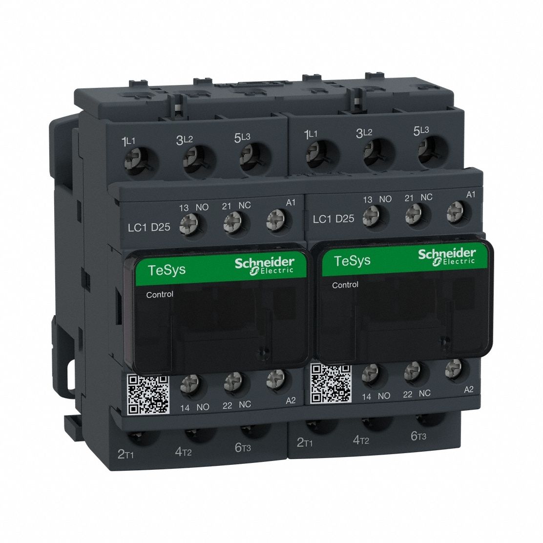 IEC Magnetic Contactor: Reversing, 3 Poles, 3NO Contacts, 25 A, 120V AC Coil, 1NO/1NC
