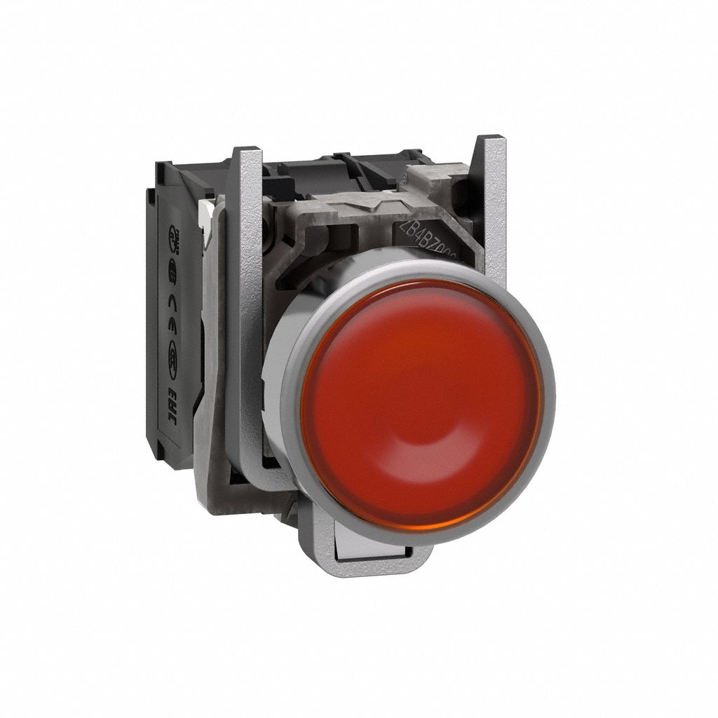 Illuminated Push Button: Illuminated, Flush Profile, Metallic, 22 mm, 1NO/1NC