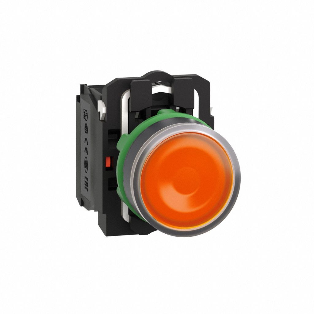 Illuminated Push Button: Illuminated, Flush Profile, Non-Metallic, 22 mm, 1NO/1NC