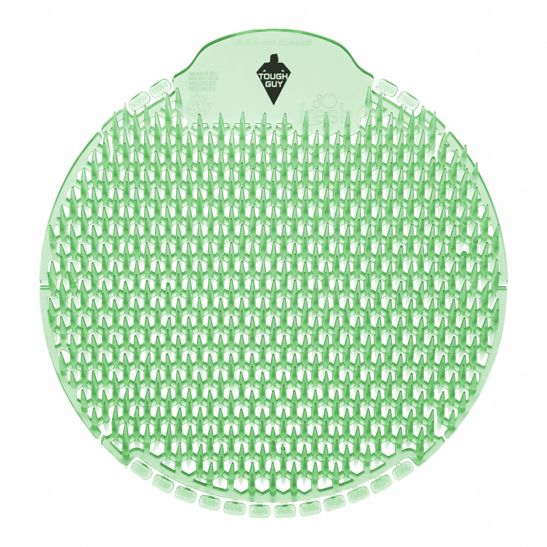 Urinal Screen: Non-Para, Round, 2 lb Container Size, Green, Cucumber Melon, Slant7, 10 PK