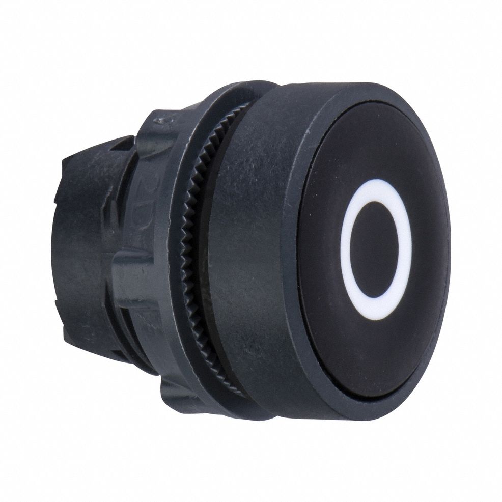 Flush Push Button: Black, 22 mm Mounting Size, Non-Metallic, Momentary
